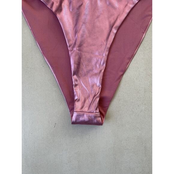 Revolve Superdown Swim Bikini Bottom Natalia Stretch Pink Metallic - Picture 3 of 9